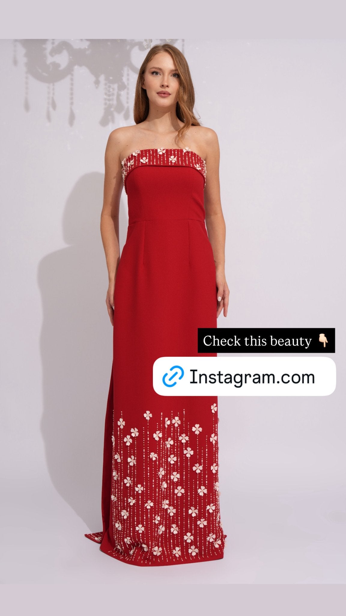 Scarlet Blossom Evening Gown