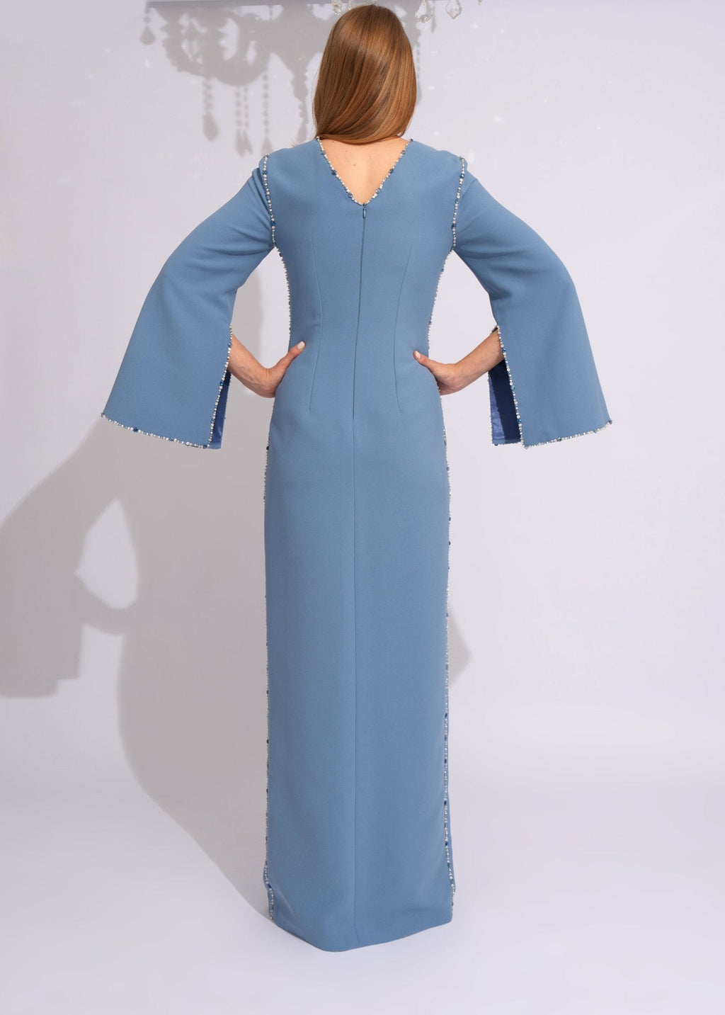 Azure Crystal Bell Sleeve Gown - Paria Masumi