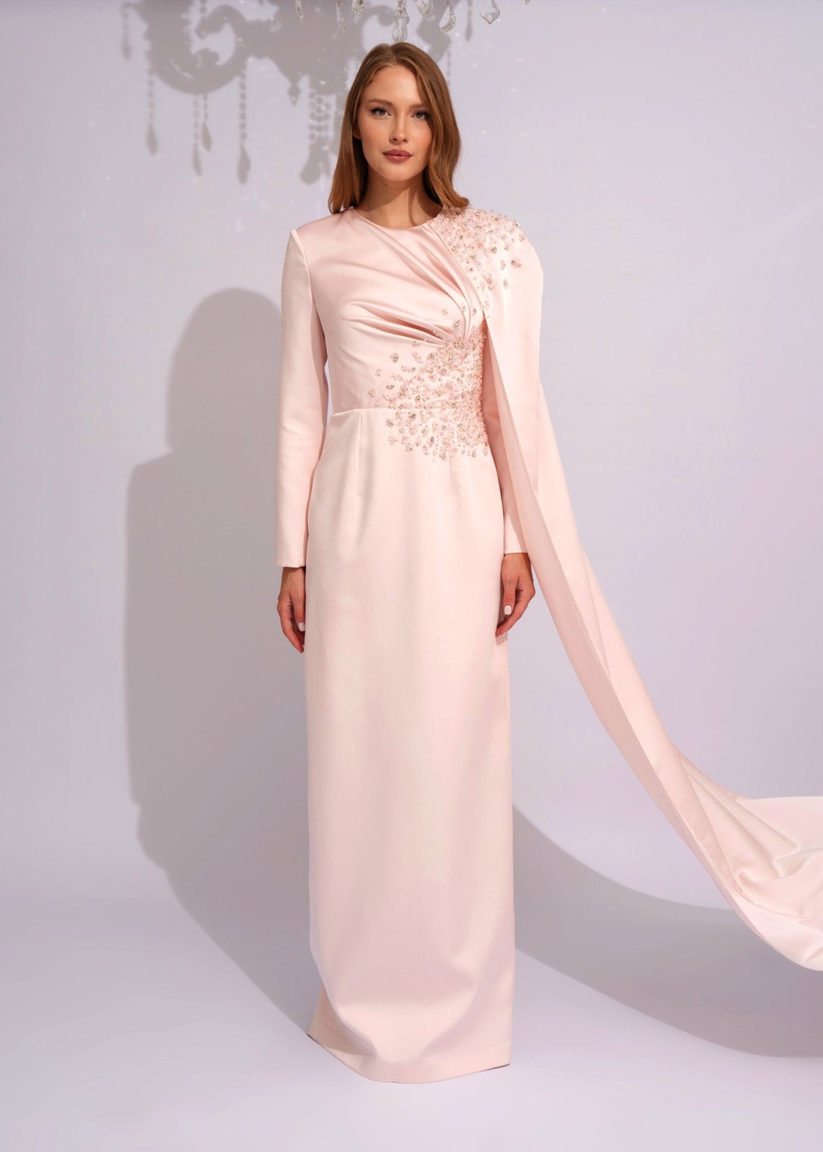 Blush Crystal Cape Gown - Paria Masumi
