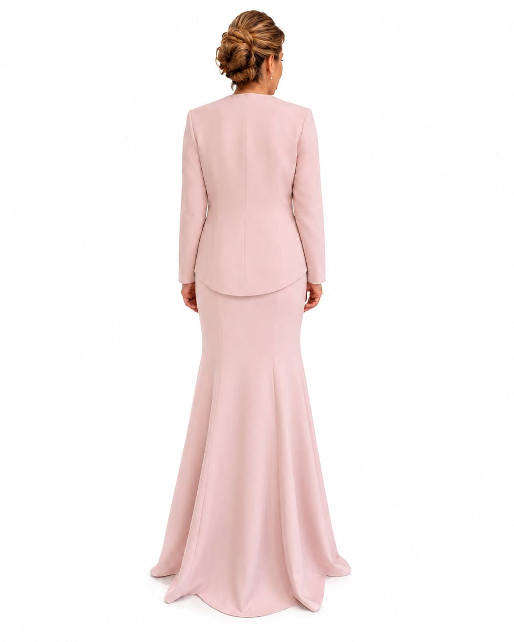 Blush Pink Embellished Jacket & Mermaid Gown Set - Paria Masumi