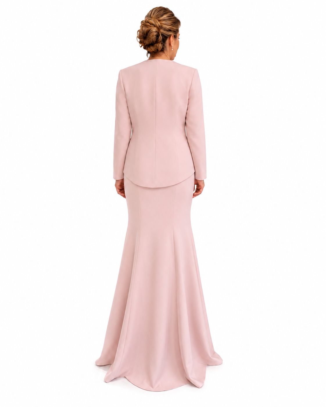 Blush Pink Embellished Jacket & Mermaid Gown Set - Paria Masumi