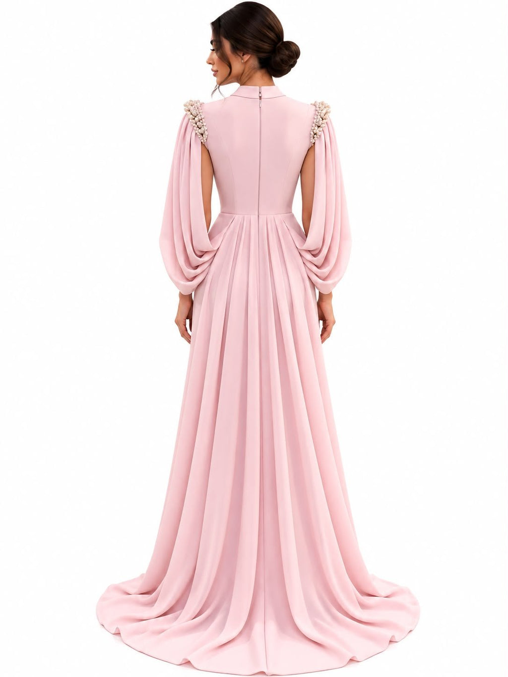 Blush Rose Pearl Cape Evening Gown - Paria Masumi