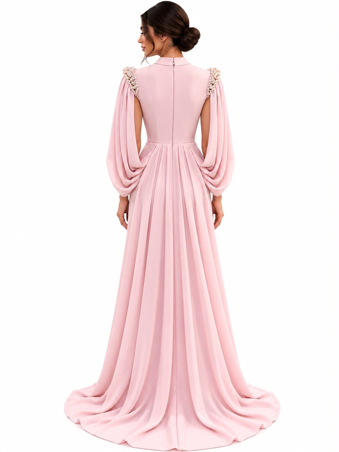 Blush Rose Pearl Cape Evening Gown - Paria Masumi