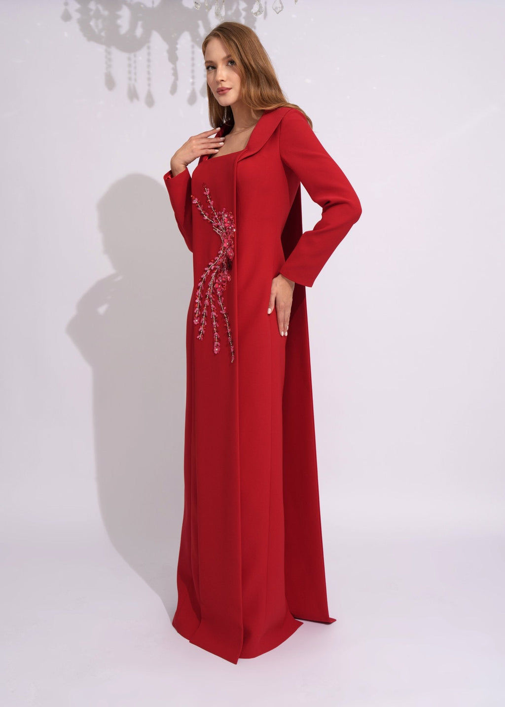 Crimson Blossom Cape Gown - Paria Masumi