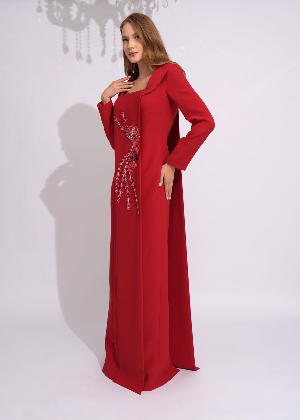 Crimson Blossom Cape Gown - Paria Masumi