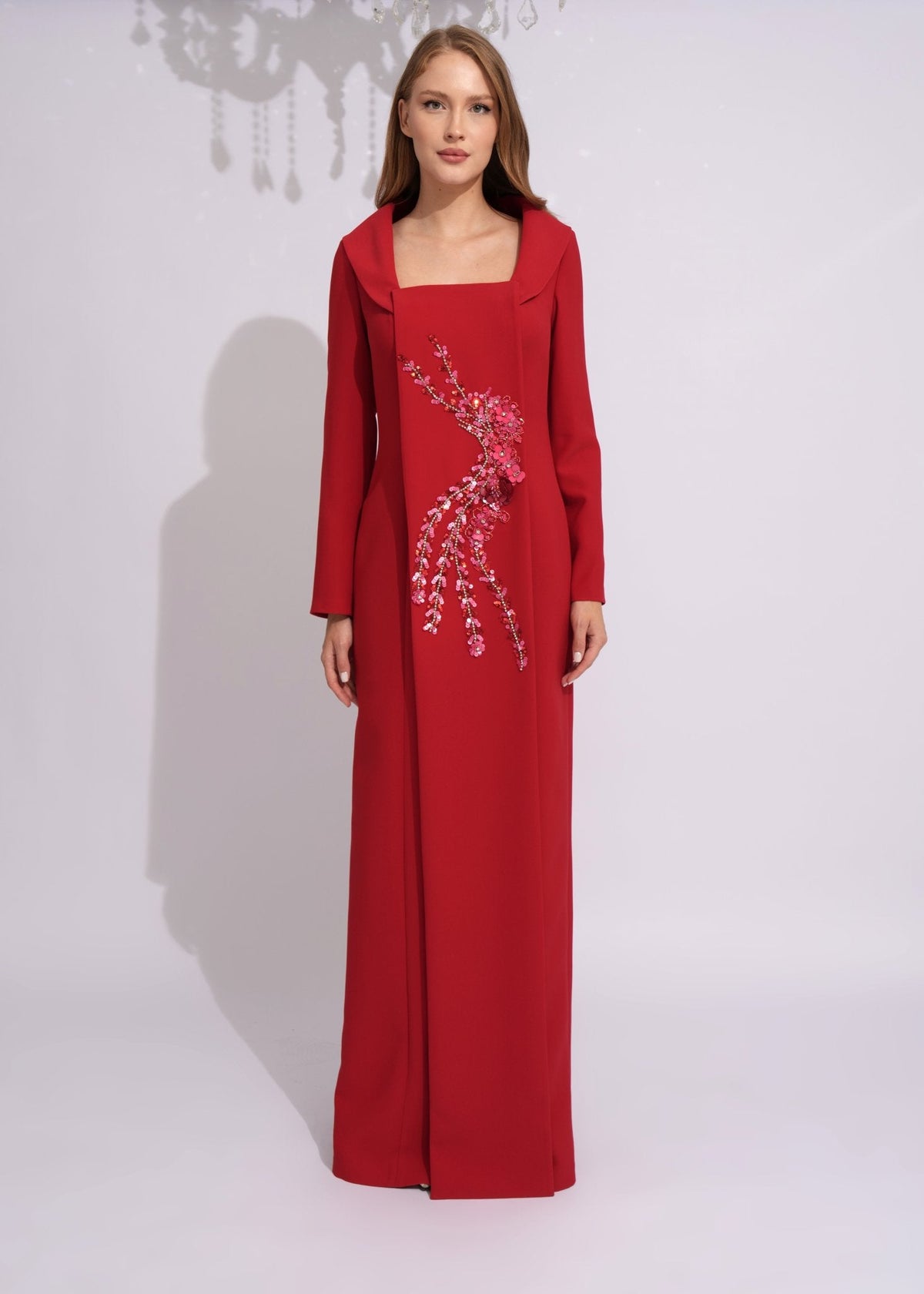 Crimson Blossom Cape Gown - Paria Masumi