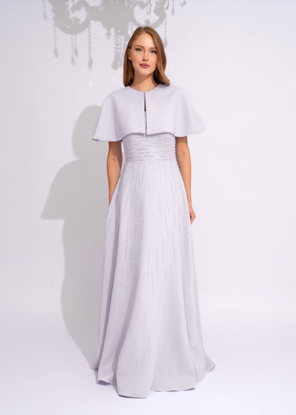 Moonstone Crystal Cape Gown