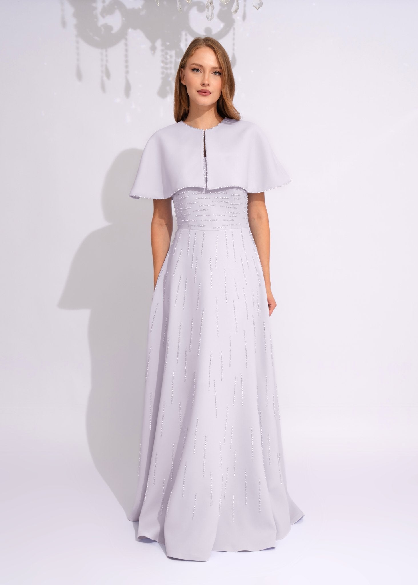 Moonstone Crystal Cape Gown