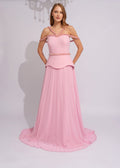 Blush Rose Braided Pleated Gown