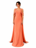 Embellished Coral Cape Evening Gown - Paria Masumi