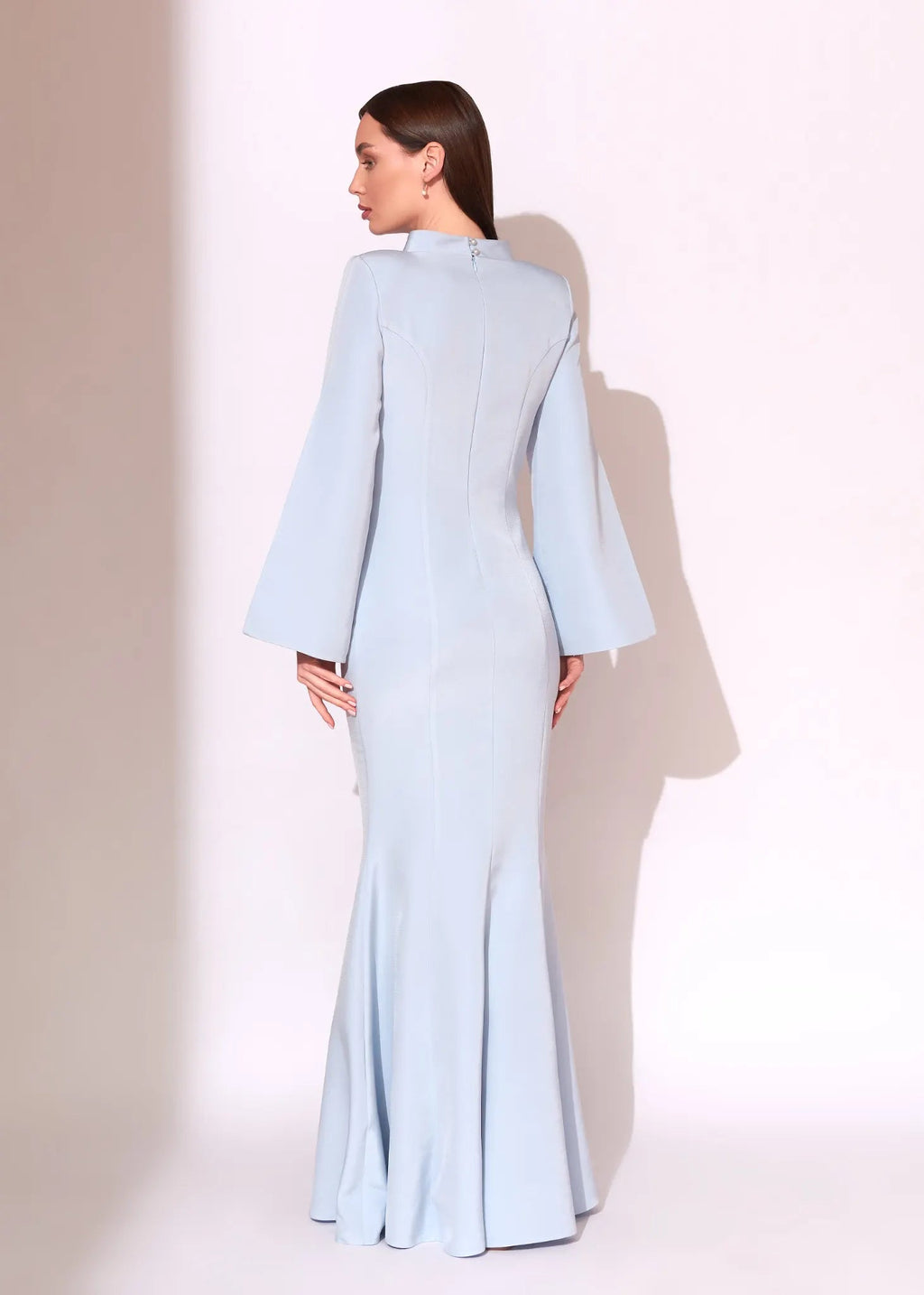 Ice Blue Beaded Cut-Out Mermaid Evening Dress - Paria Masoumi