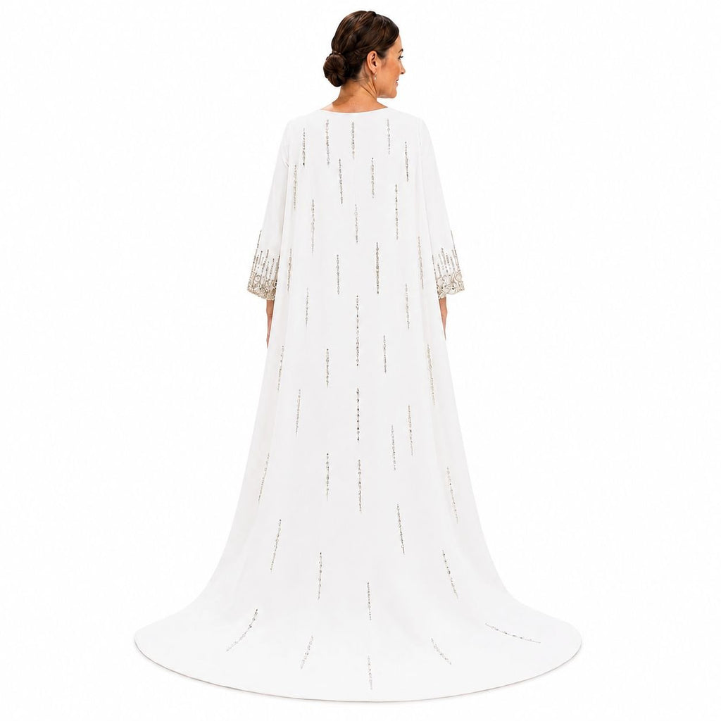 Ivory Embellished Cape Evening Gown - Paria Masumi