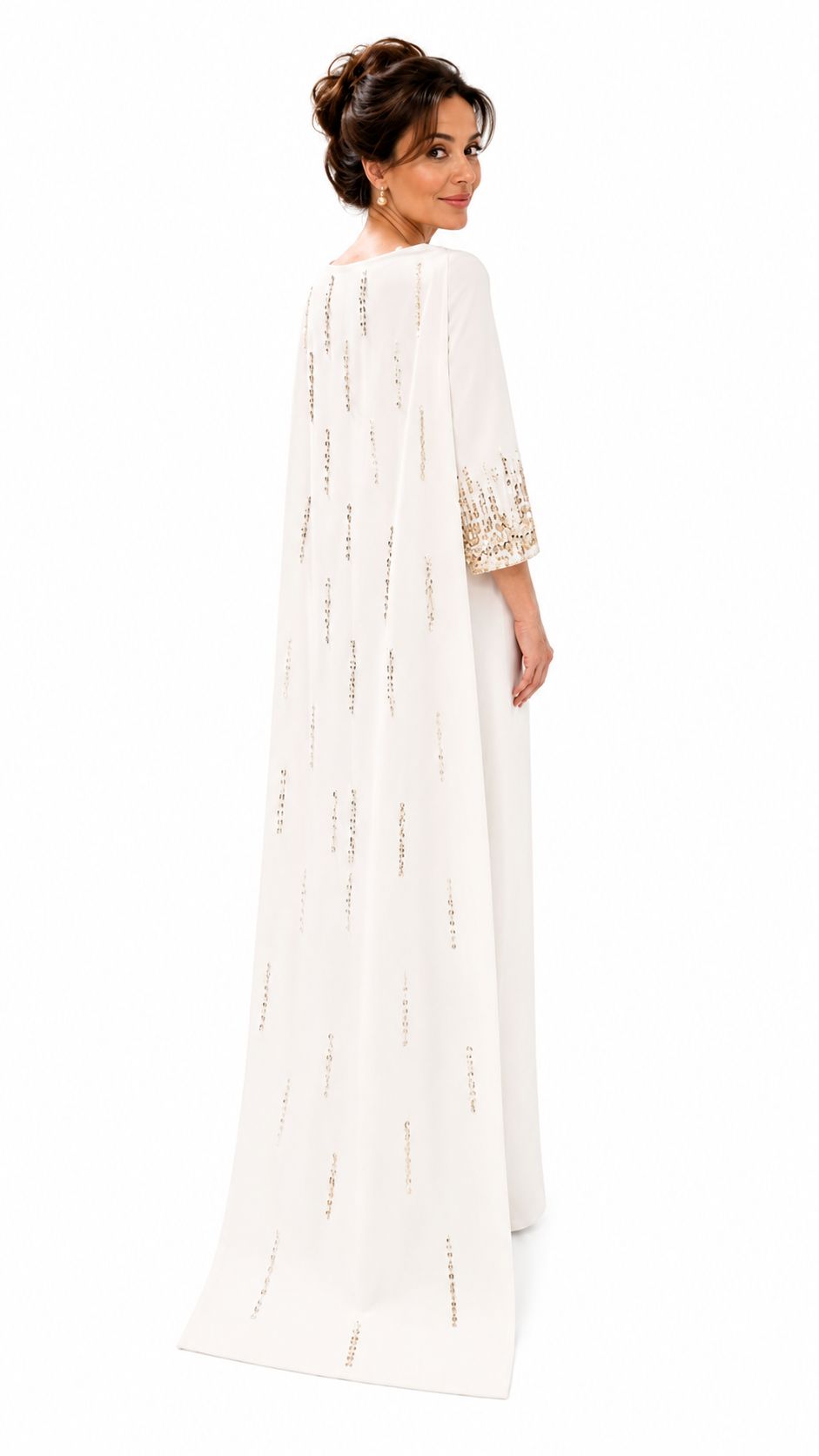 Ivory Embellished Cape Evening Gown - Paria Masumi
