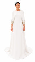 Ivory Embellished Cape Evening Gown - Paria Masumi