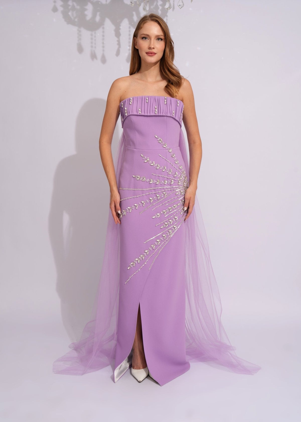 Lavender Starlight Tulle Cape Gown - Paria Masumi