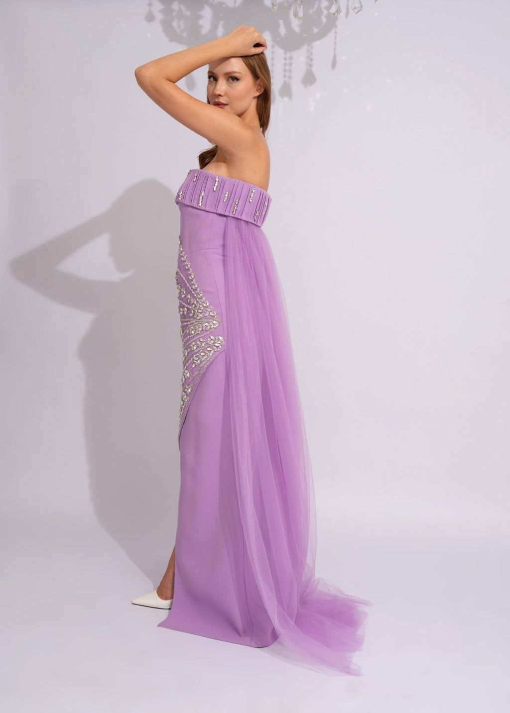 Lavender Starlight Tulle Cape Gown - Paria Masumi