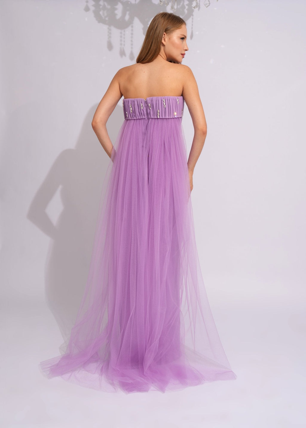 Lavender Starlight Tulle Cape Gown - Paria Masumi