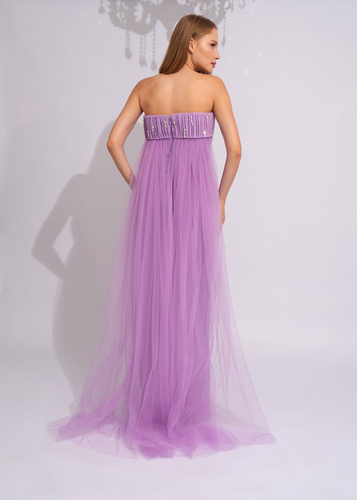 Lavender Starlight Tulle Cape Gown - Paria Masumi