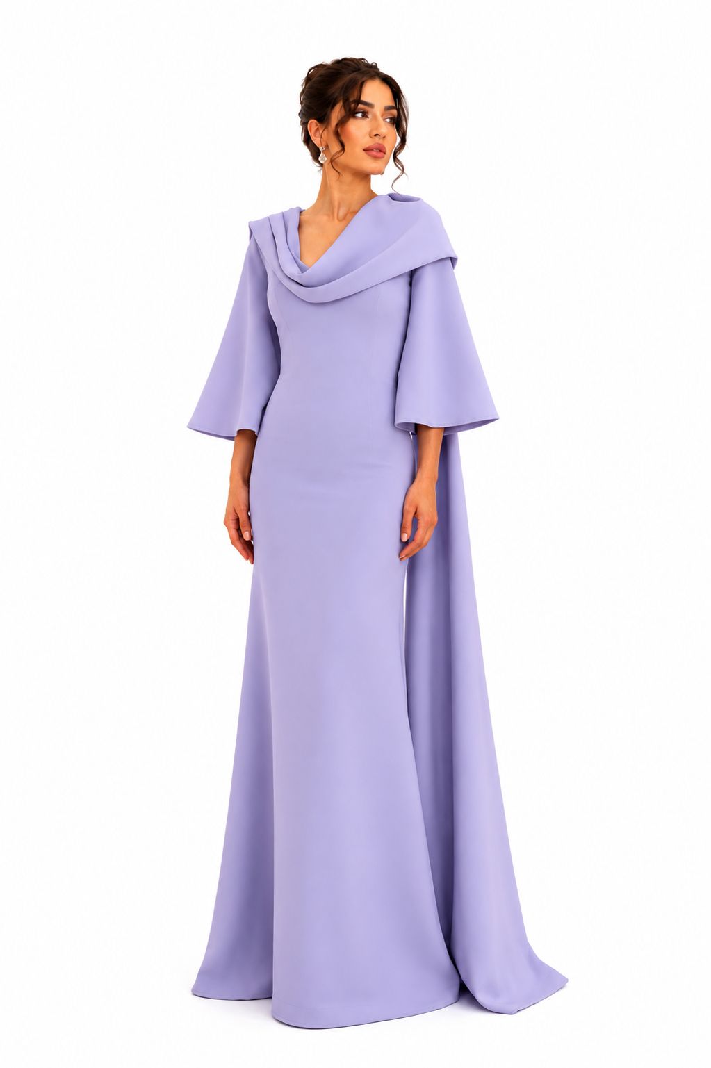 Lilac Draped Cape Evening Gown - Paria Masumi