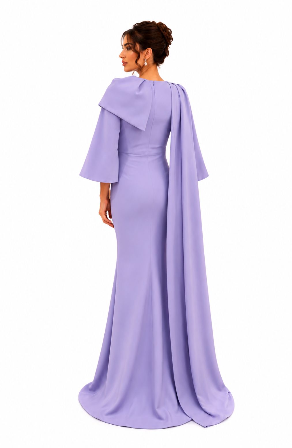 Lilac Draped Cape Evening Gown - Paria Masumi