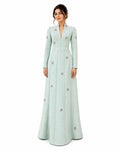 Mint Embellished Long Sleeve Evening Gown - Paria Masumi