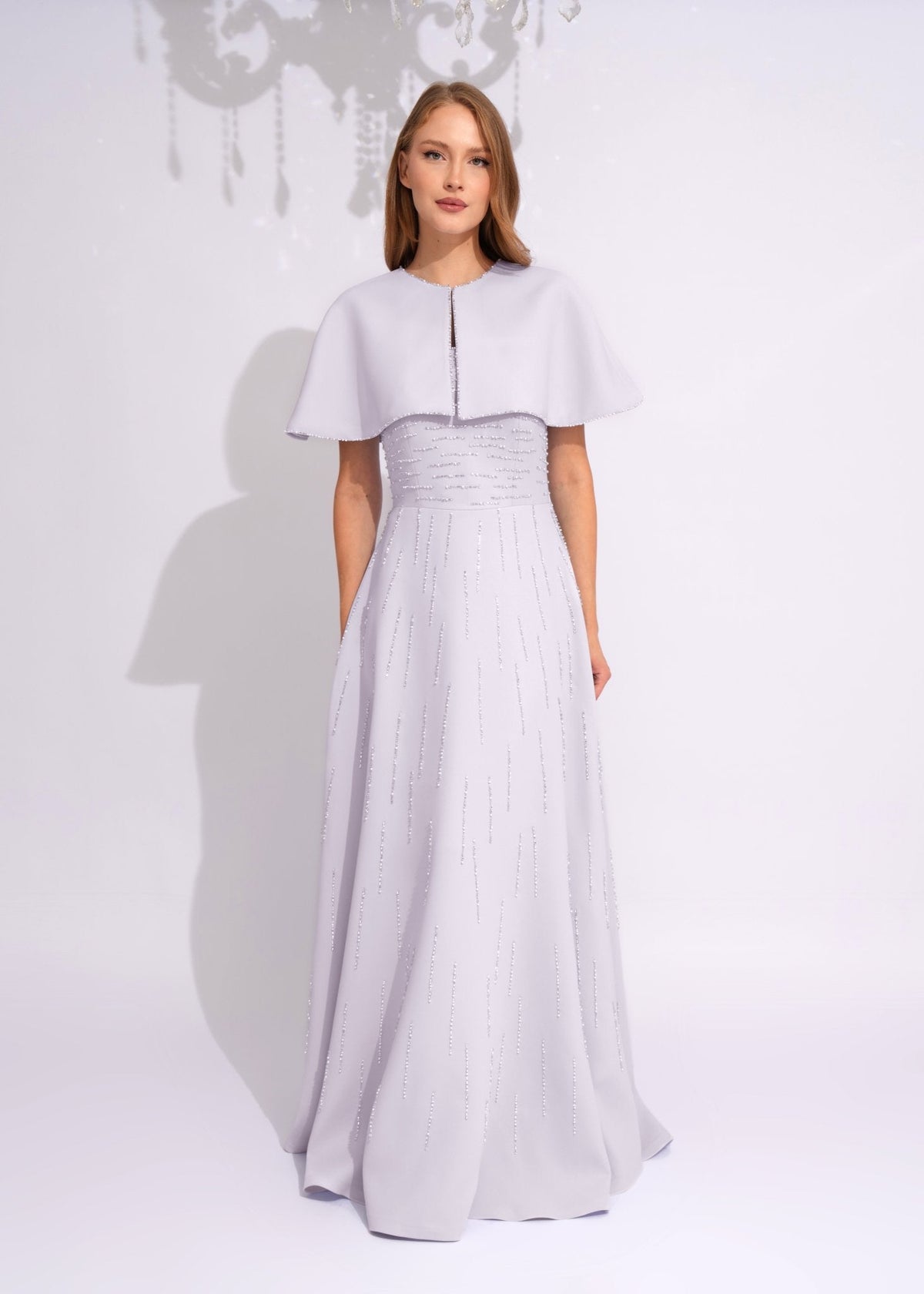 Moonstone Crystal Cape Gown - Paria Masumi