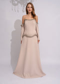 Pearl Crystal Peplum Off-Shoulder Couture Gown Color - Paria Masumi