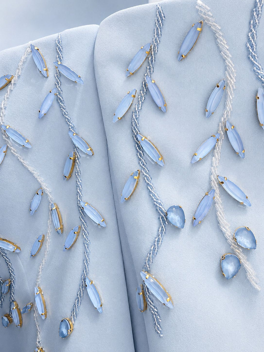 Powder Blue Embellished Off-Shoulder Evening Gown - Paria Masumi