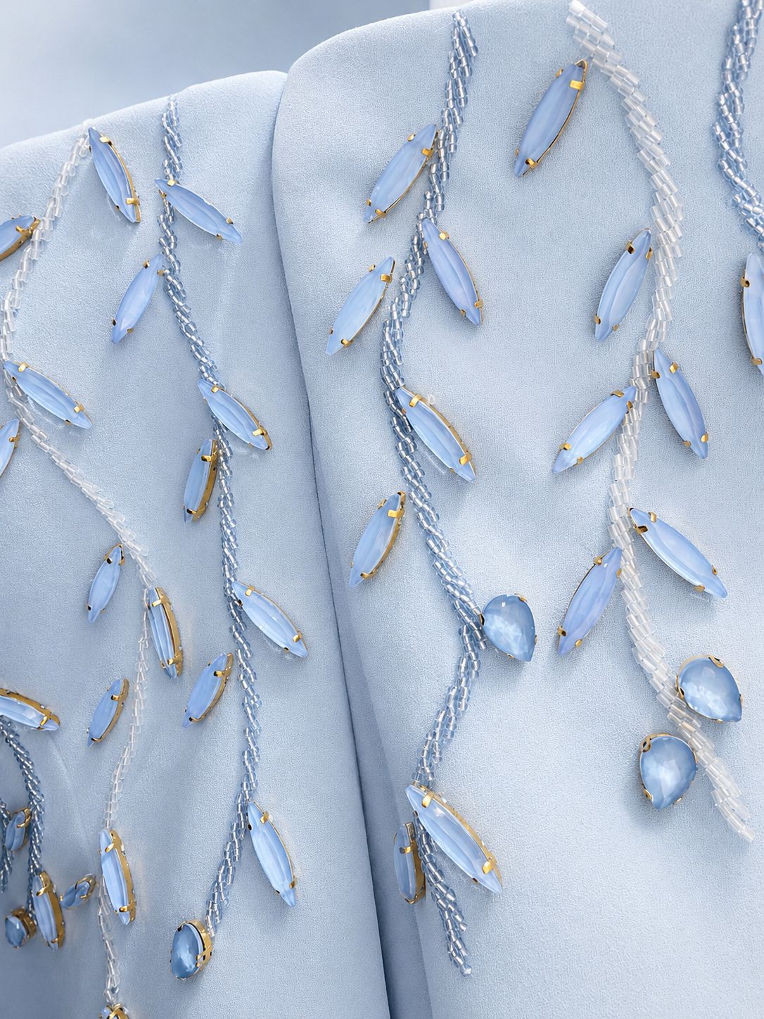 Powder Blue Embellished Off-Shoulder Evening Gown - Paria Masumi