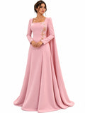 Rosé Bloom Embellished Cape Evening Gown - Paria Masumi