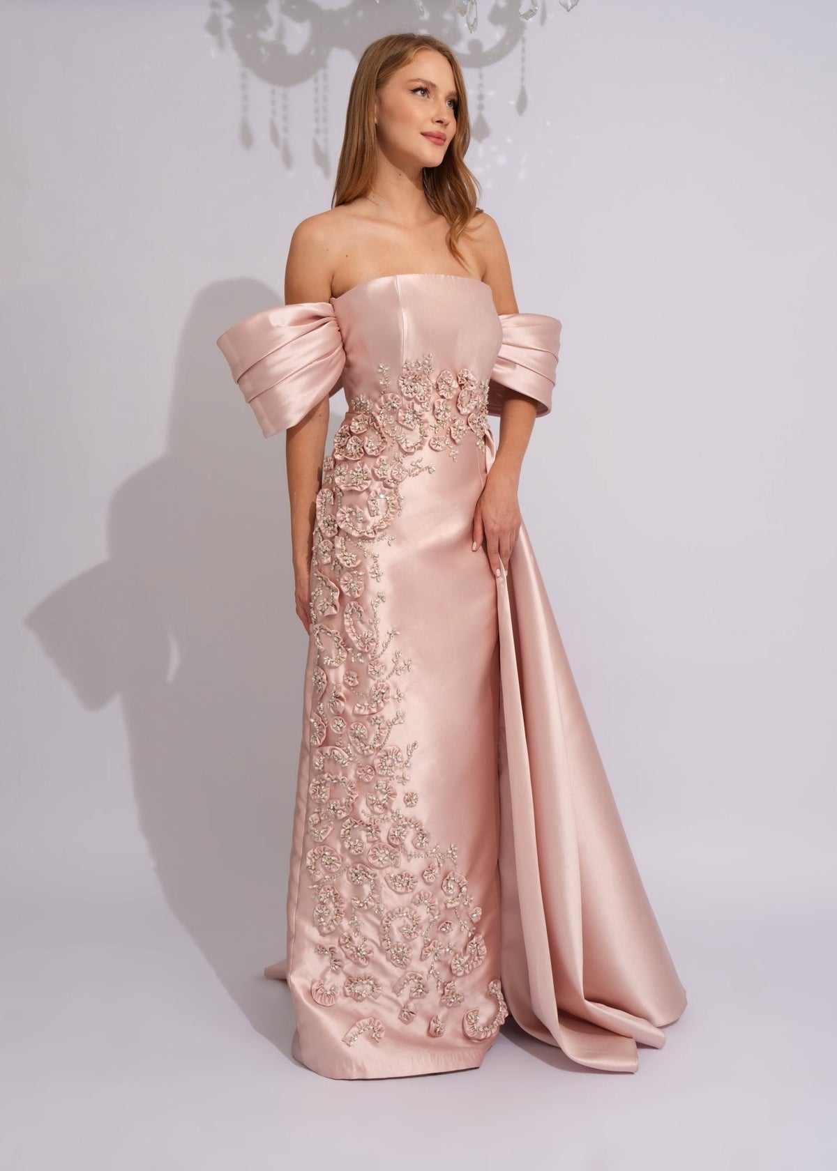 Rose Satin Blossom Evening Gown - Paria Masumi