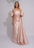 Rose Satin Blossom Evening Gown - Paria Masumi