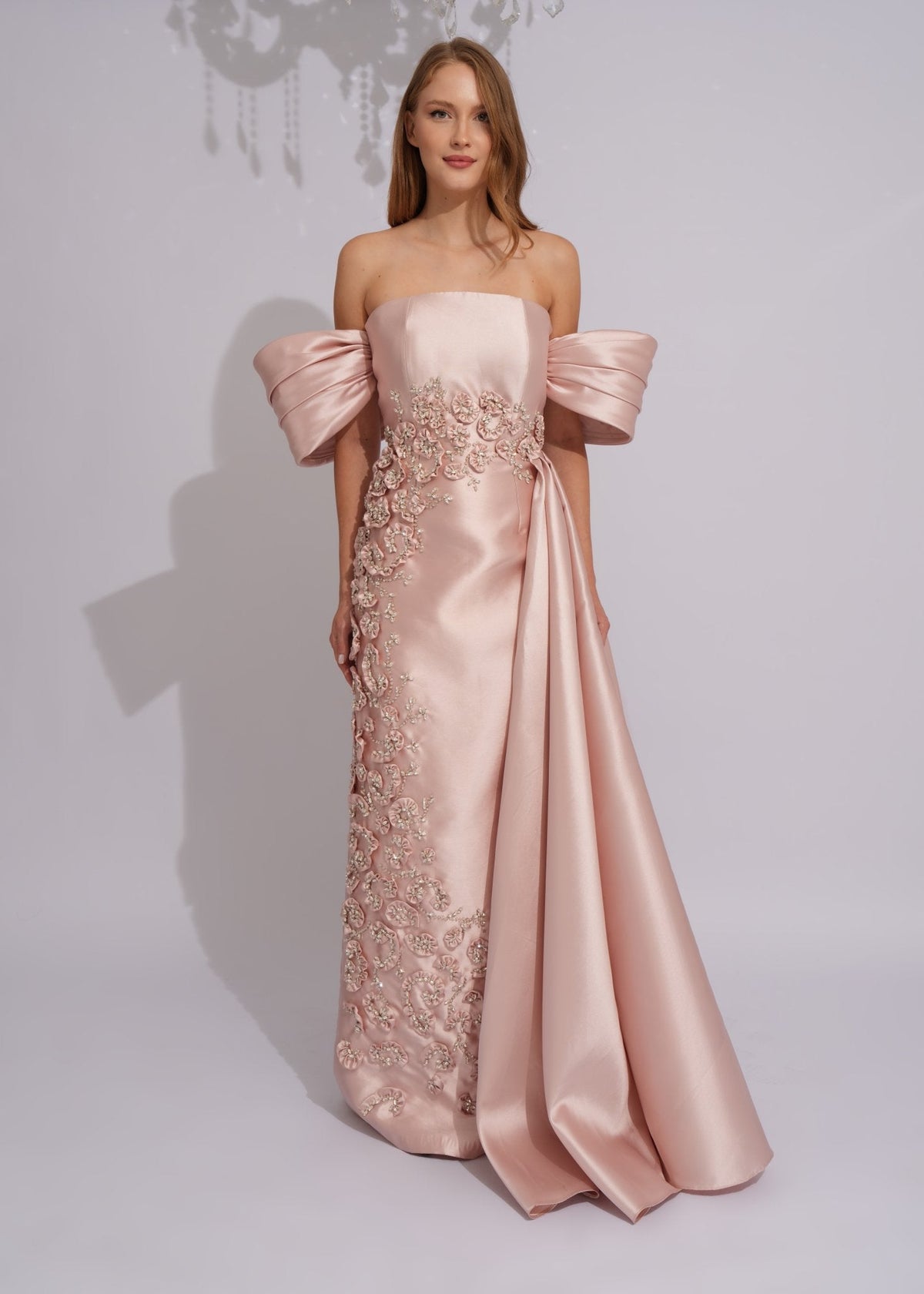 Rose Satin Blossom Evening Gown - Paria Masumi