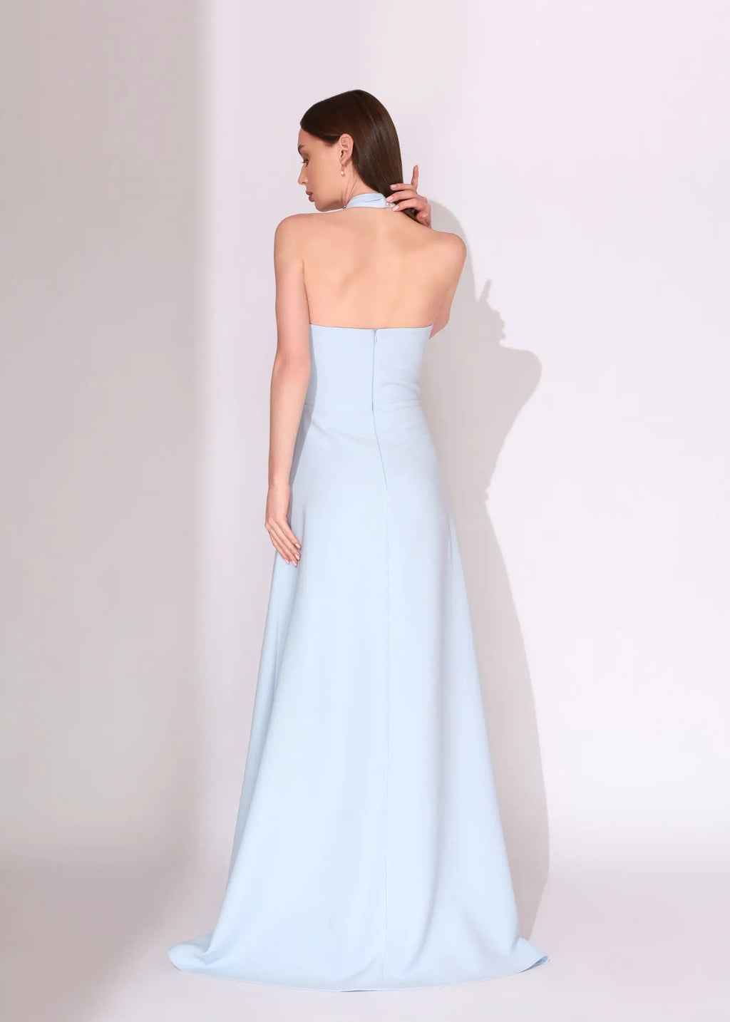 Yellow Crystal Halter Evening Dress with High Slit - Paria Masoumi