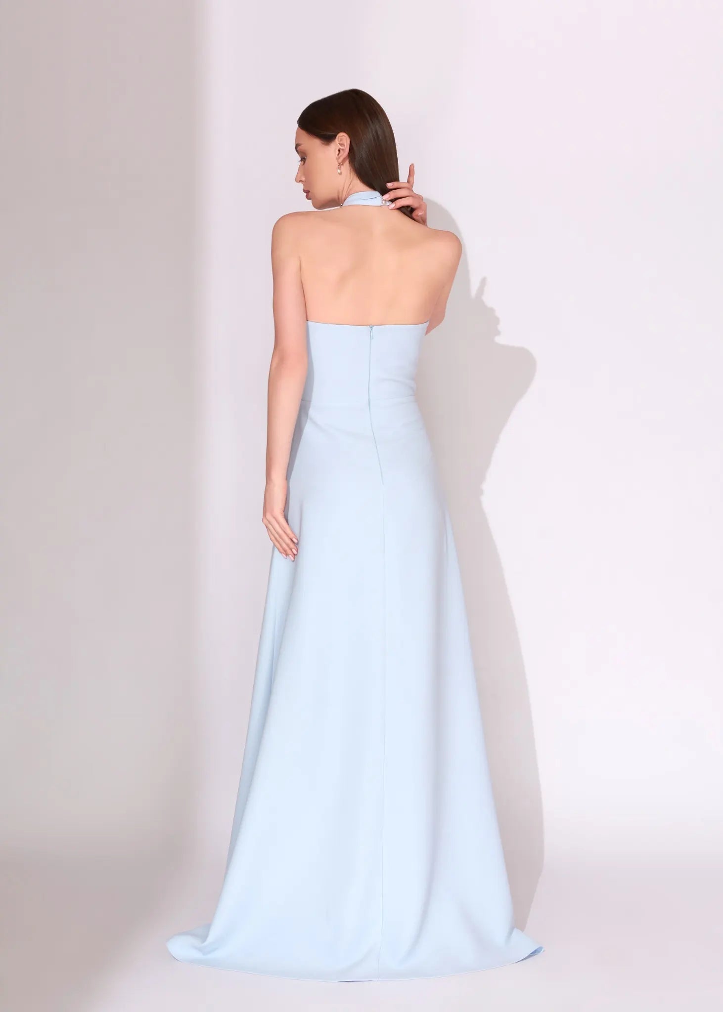 Yellow Crystal Halter Evening Dress with High Slit - Paria Masoumi